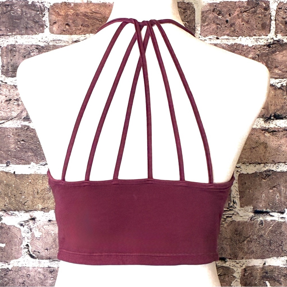 AMERICAN EAGLE OUTFITTERS BURGUNDY STRAPPY BACK SPORTS BRA SIZE MEDIUM